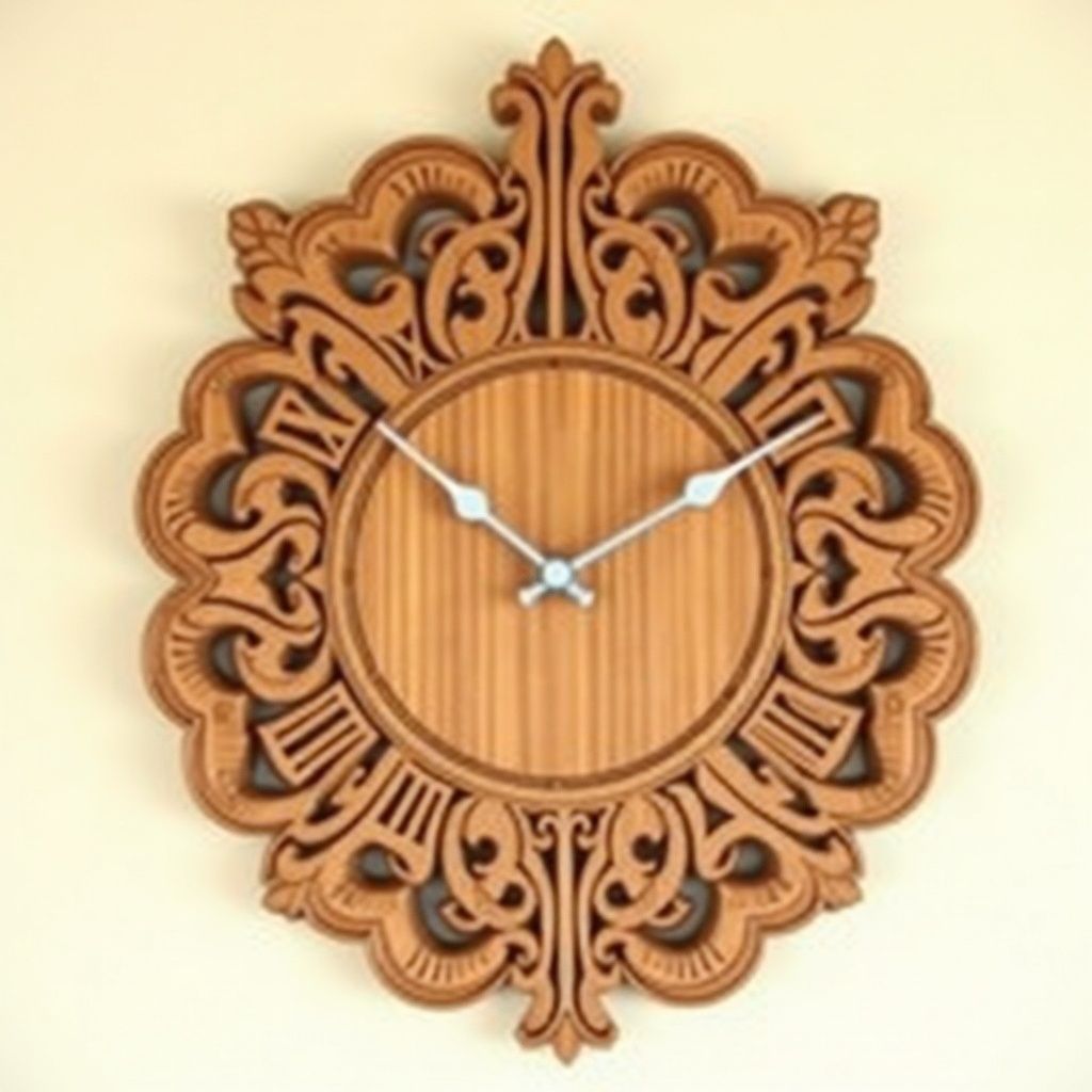 Carved Wooden Wall Clock