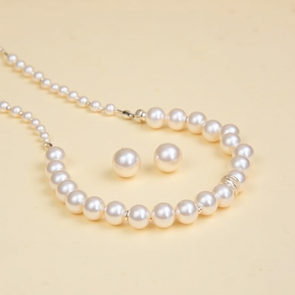 Pearl Necklace & Earrings Set