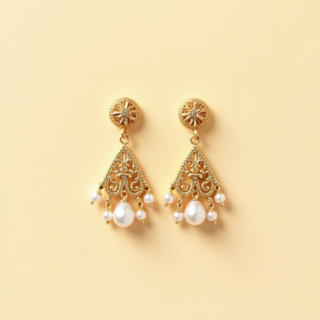 Ornate Gold Jhumka Earrings