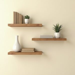 Floating Wooden Wall Shelves (Set of 2)