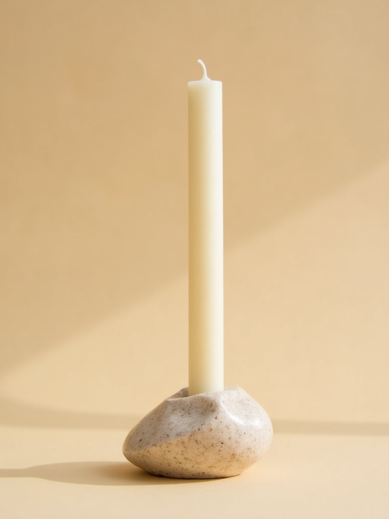Arc Travertine Candle Holder
