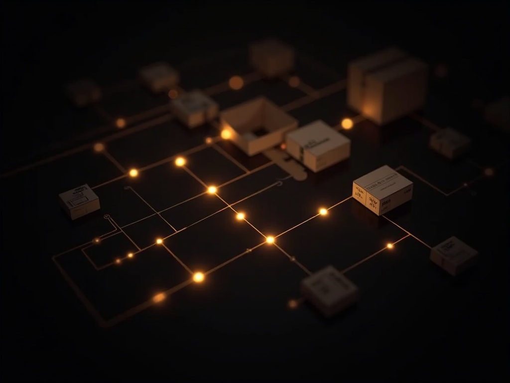 Abstract warehouse inventory network visualization