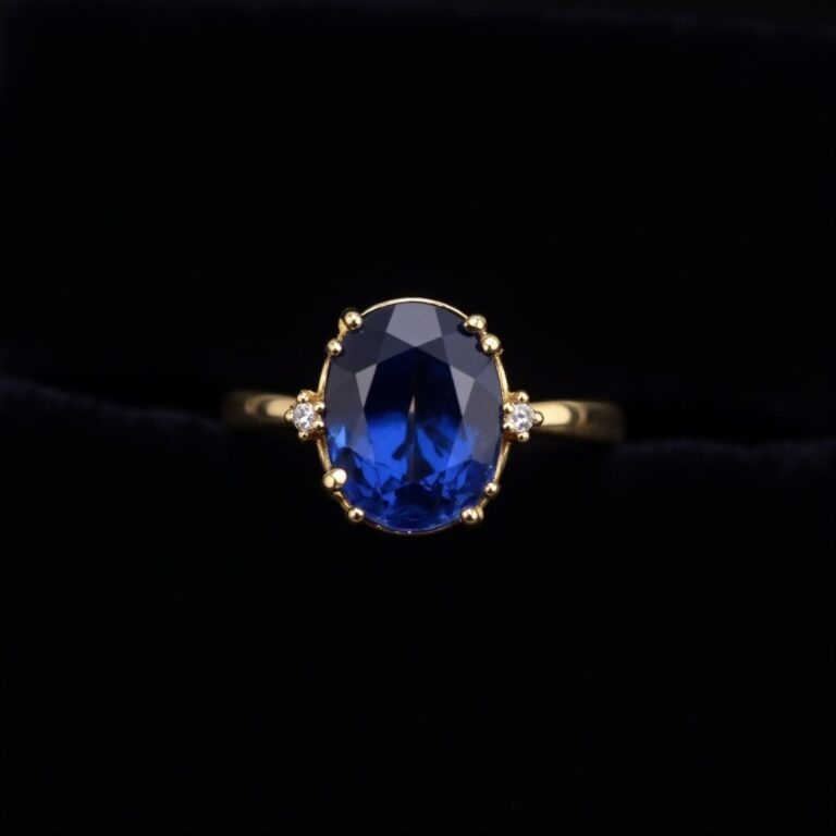 Sapphire Halo Gold Ring