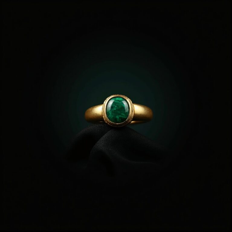 Malachite Gold Signet Ring No.5