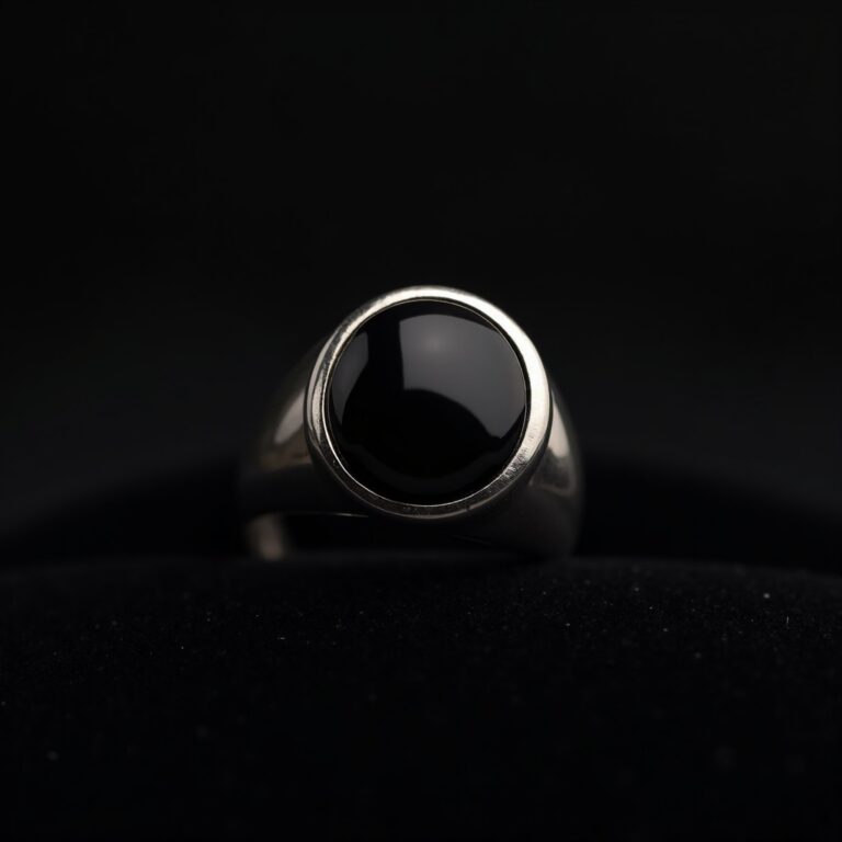Obsidian Gold Signet Ring No.9