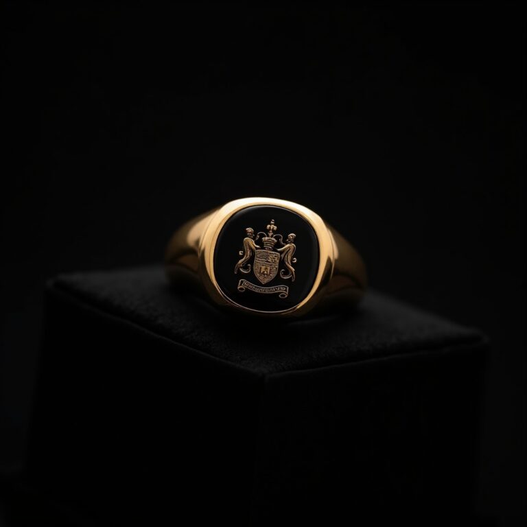 Onyx Crest Gold Signet Ring No.13
