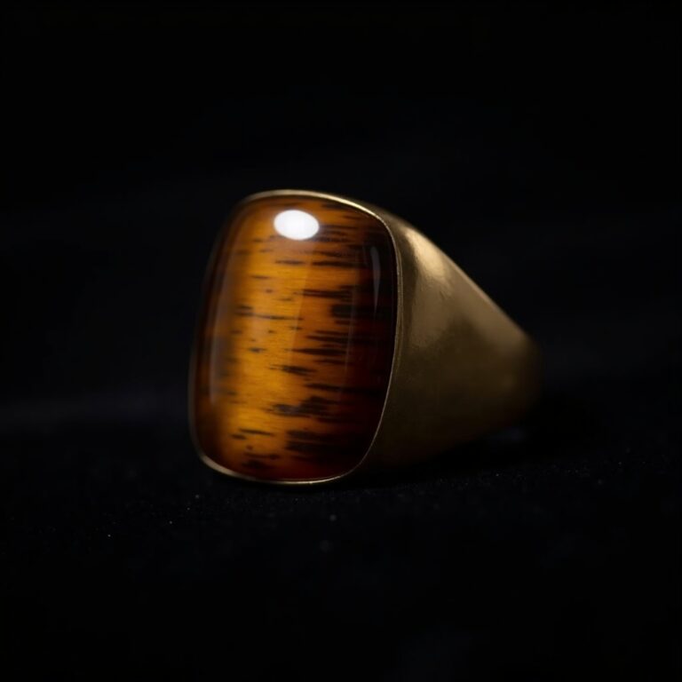 Tiger's Eye Titanium Band Ring No.14