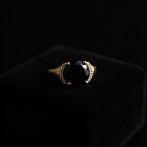 Onyx Diamond Titanium Band Ring No.18
