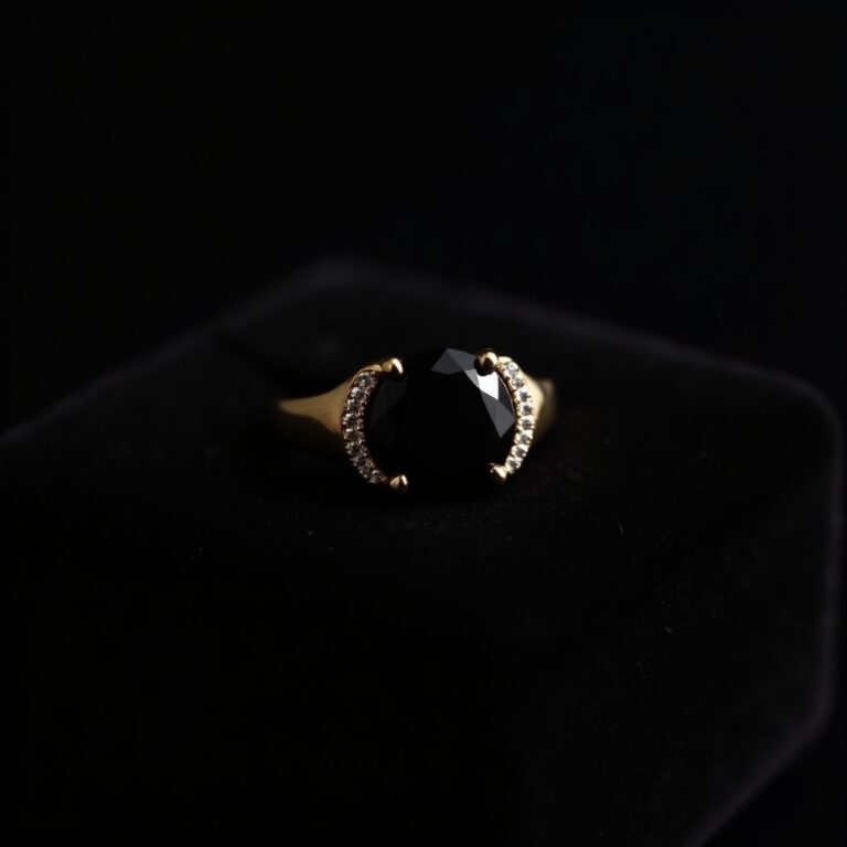Onyx Diamond Titanium Band Ring No.18