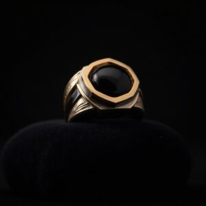 Obsidian Gold Signet Ring No.49