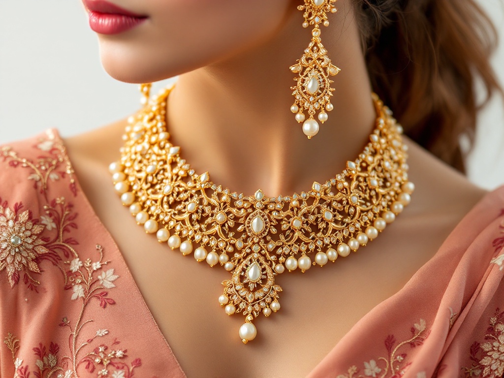Gold-Plated Bridal Necklace Set