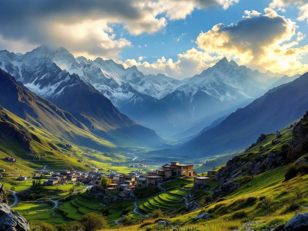 Hunza Valley — terraced orchards and Rakaposhi views