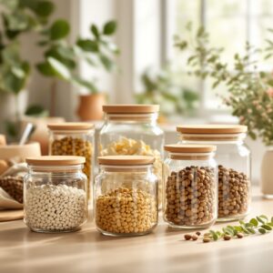 Pantry Glass Jar Set — Bamboo Lids