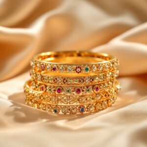 Gold Kundan Bangles Set