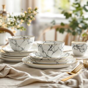 Marble-Look Dinner Set