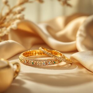 Gold Kundan Bangles (Pair)