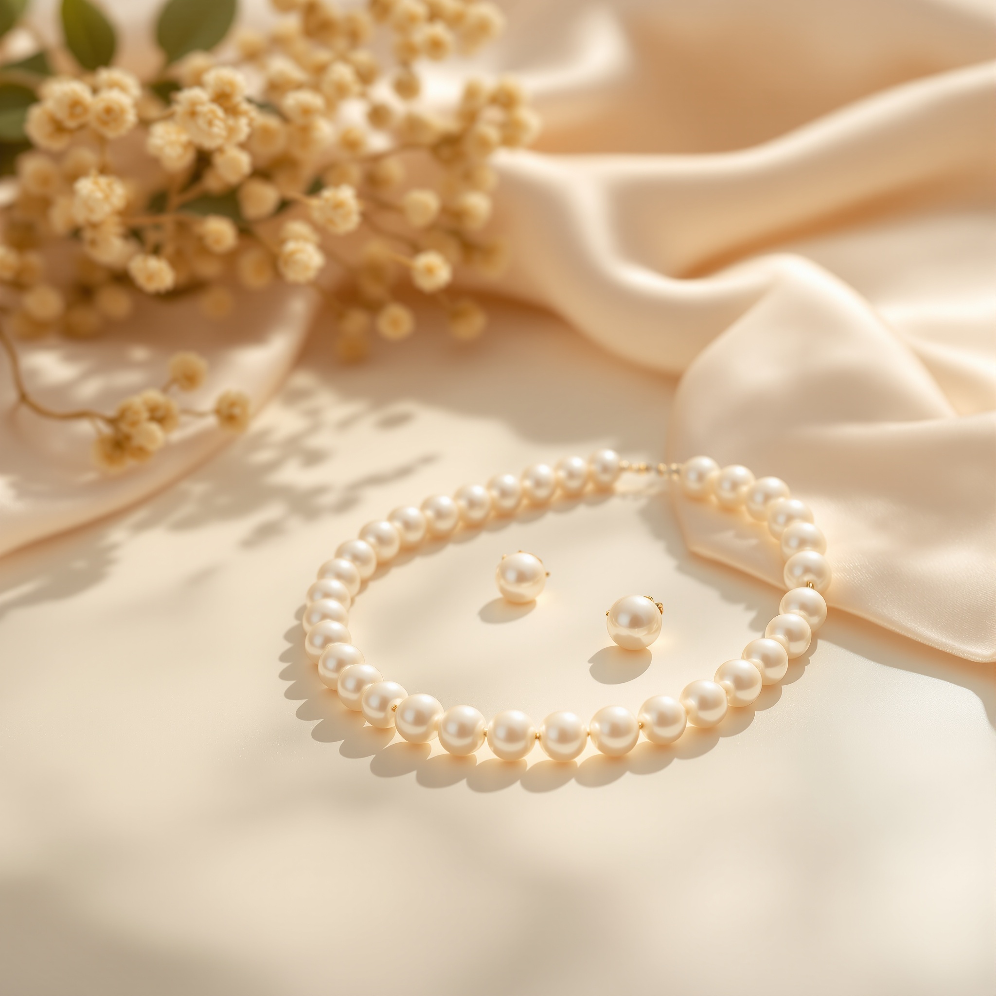 Pearl Necklace & Earrings Set