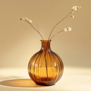 Amber Ribbed Bud Vase