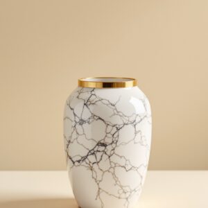 Carrara Marble & Brass Vase