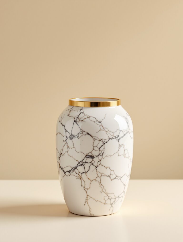 Carrara Marble & Brass Vase